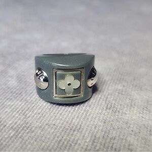 Authentic Louis Vuitton Monogram Motif Plastique Resin Ring; Size:5.25”